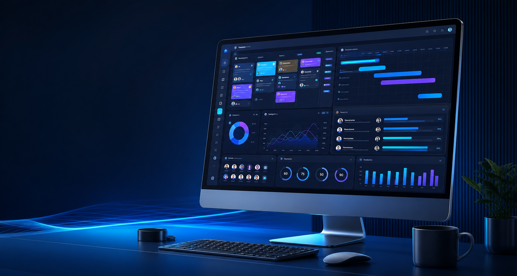 Bitroxia PMS dashboard interface with project management analytics